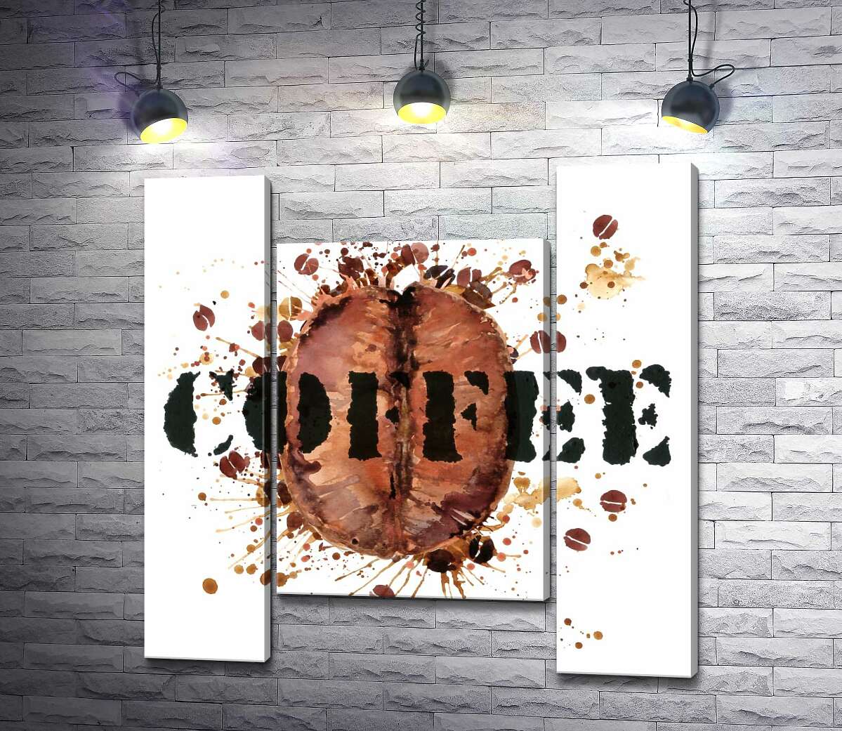 модульная картина Надпись "coffee" на фоне кофейного зерна (Модуль №11)