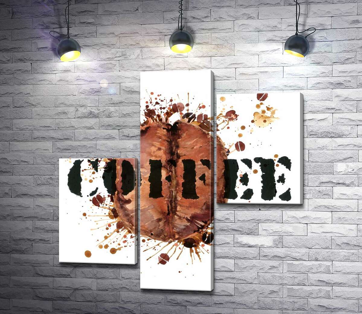 модульная картина Надпись "coffee" на фоне кофейного зерна (Модуль №12)