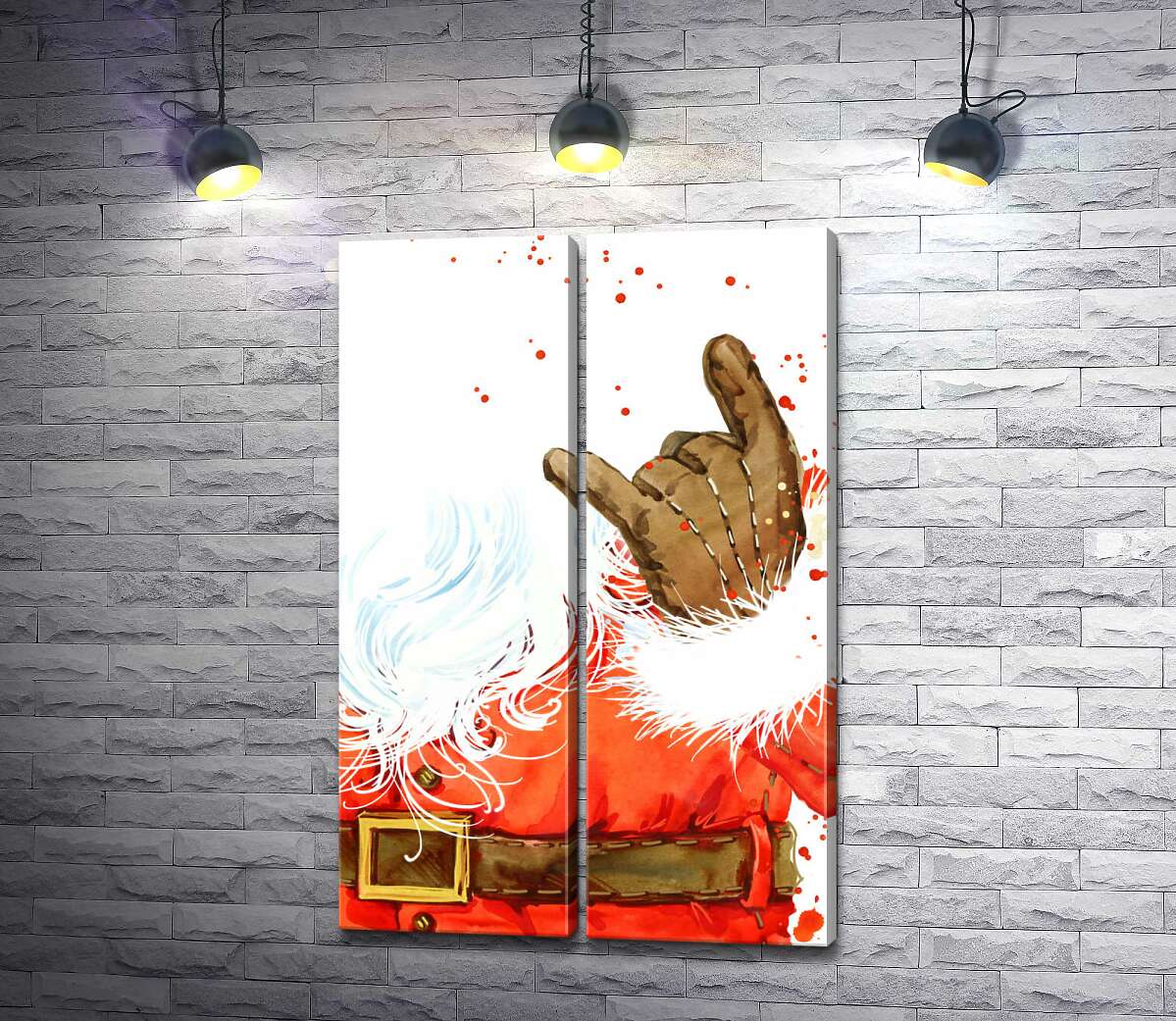 модульна картина Санта-Клаус показує рокерський жест