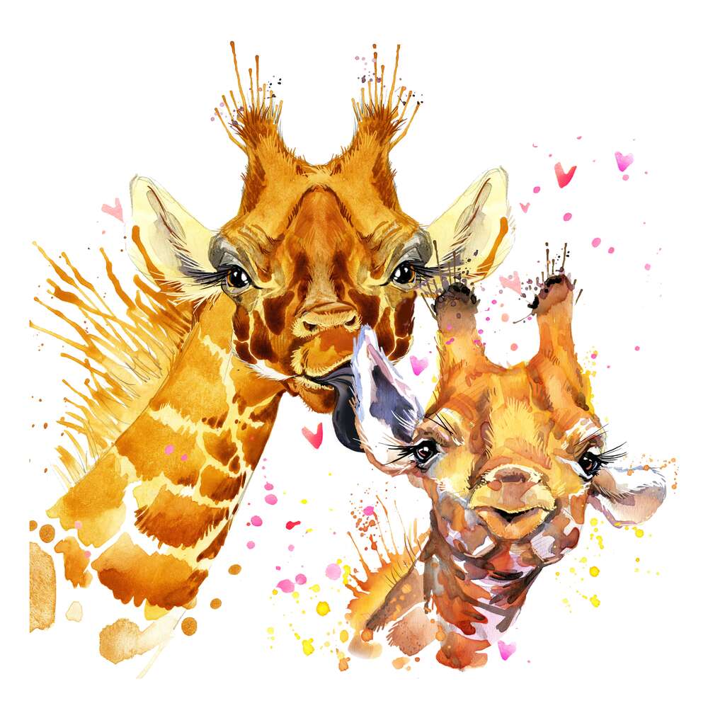 картина-постер Два влюбленных жирафа