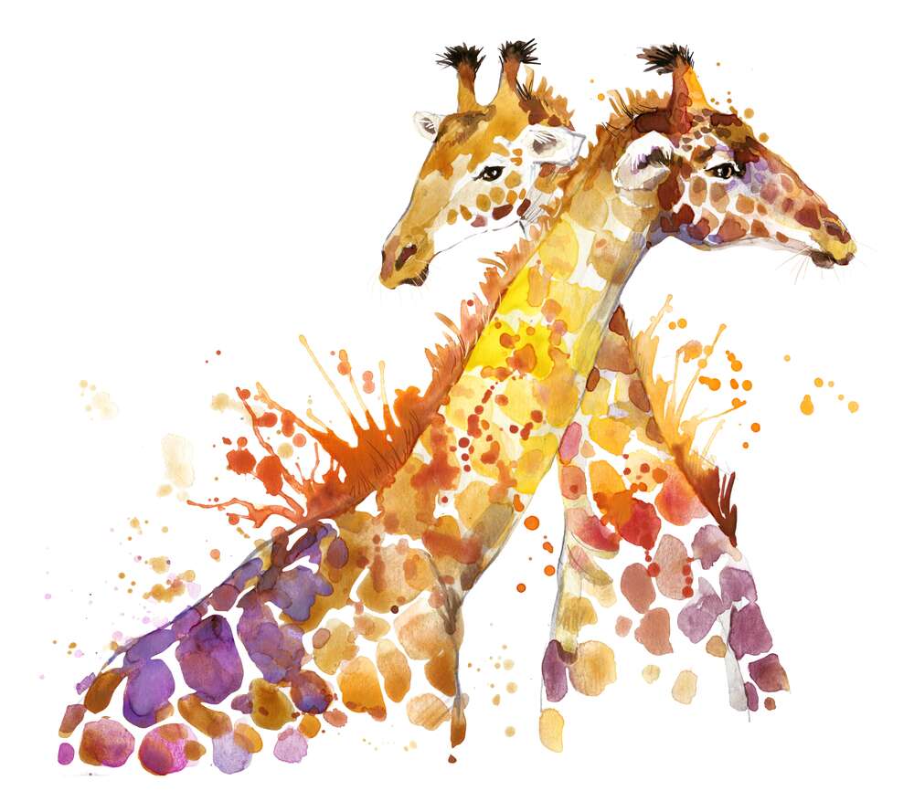 картина-постер Рыжие жирафы обнимаются