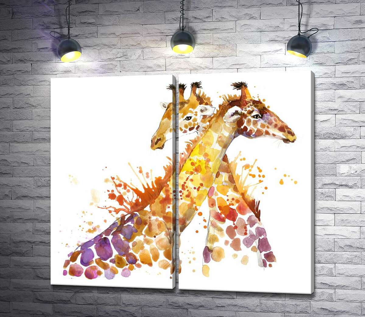 модульная картина Рыжие жирафы обнимаются