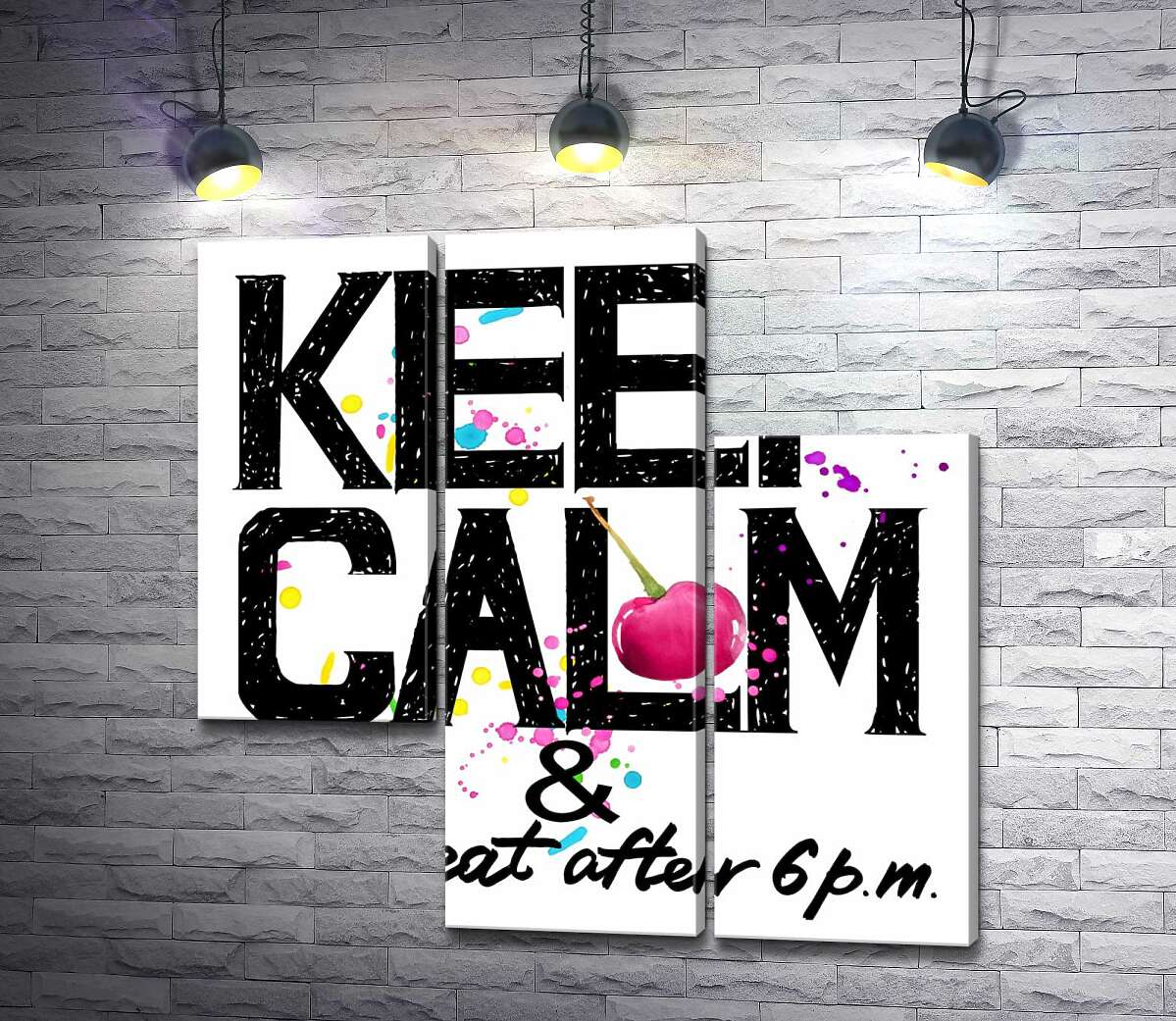 модульна картина Напис чорними літерами "keep calm and don't eat after 6 p.m." (Модуль №13)
