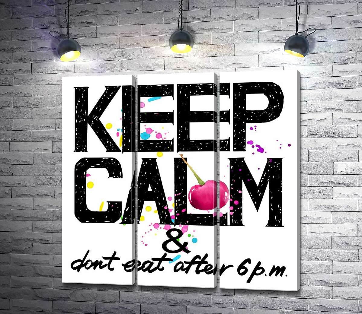 модульная картина Надпись черными буквами "keep calm and don't eat after 6 p.m."