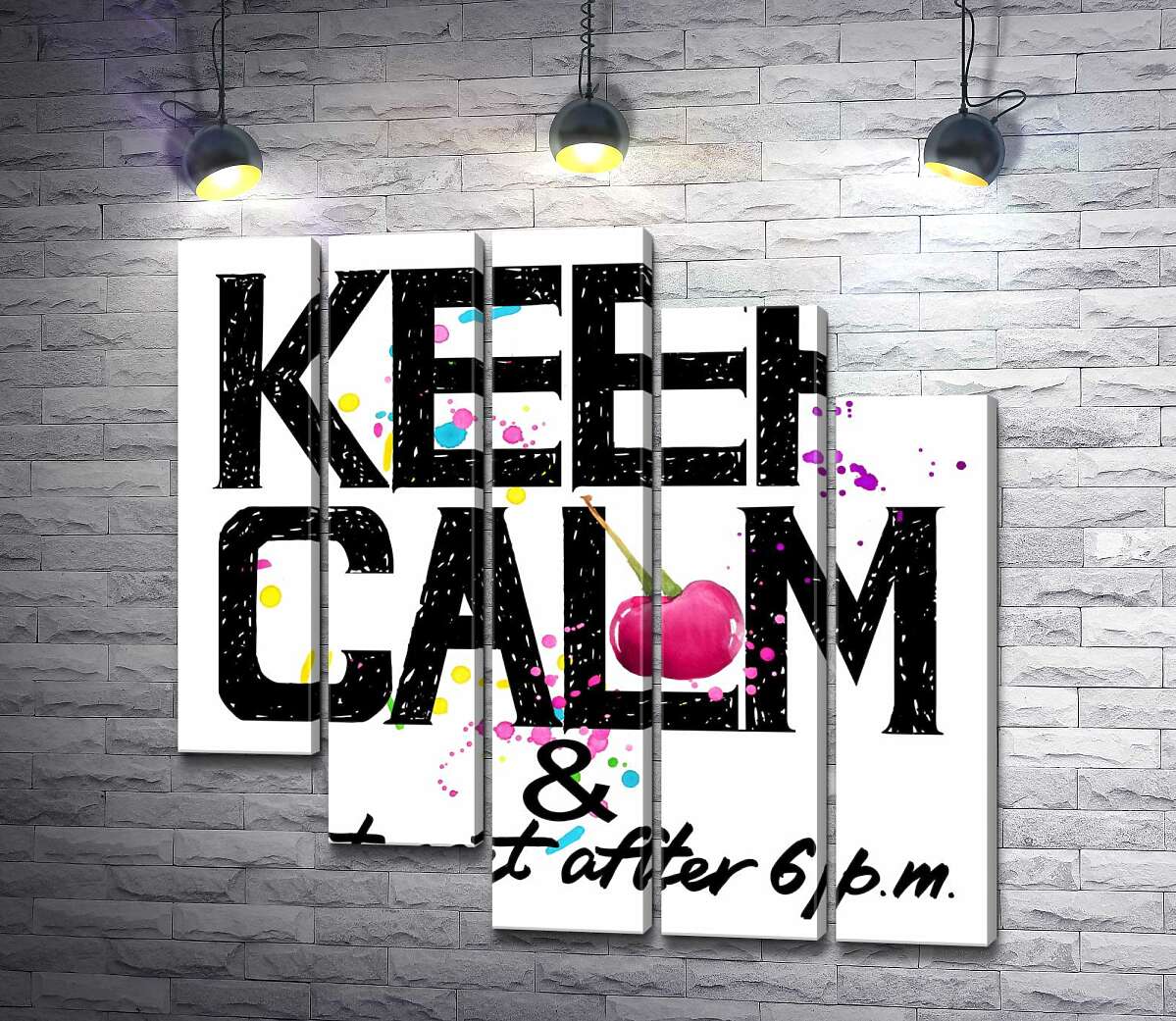модульна картина Напис чорними літерами "keep calm and don't eat after 6 p.m." (Модуль №28)