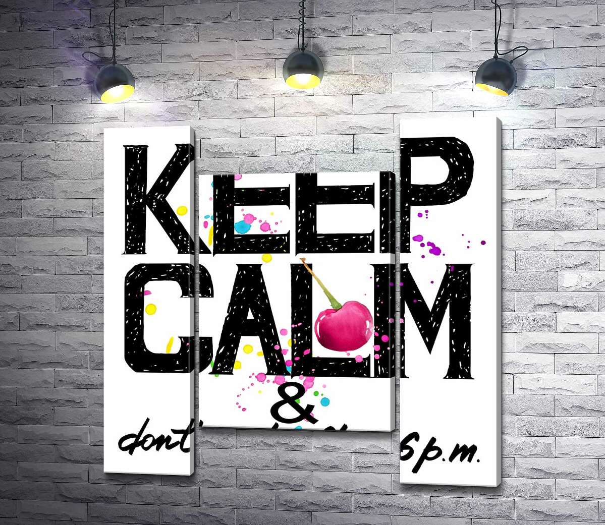 модульна картина Напис чорними літерами "keep calm and don't eat after 6 p.m." (Модуль №11)