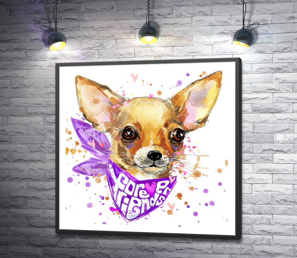 постер Чихуахуа з фіолетовою хусткою "forever friends"