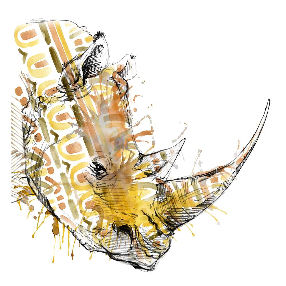 картина-постер Пастельний орнамент профілю носорога