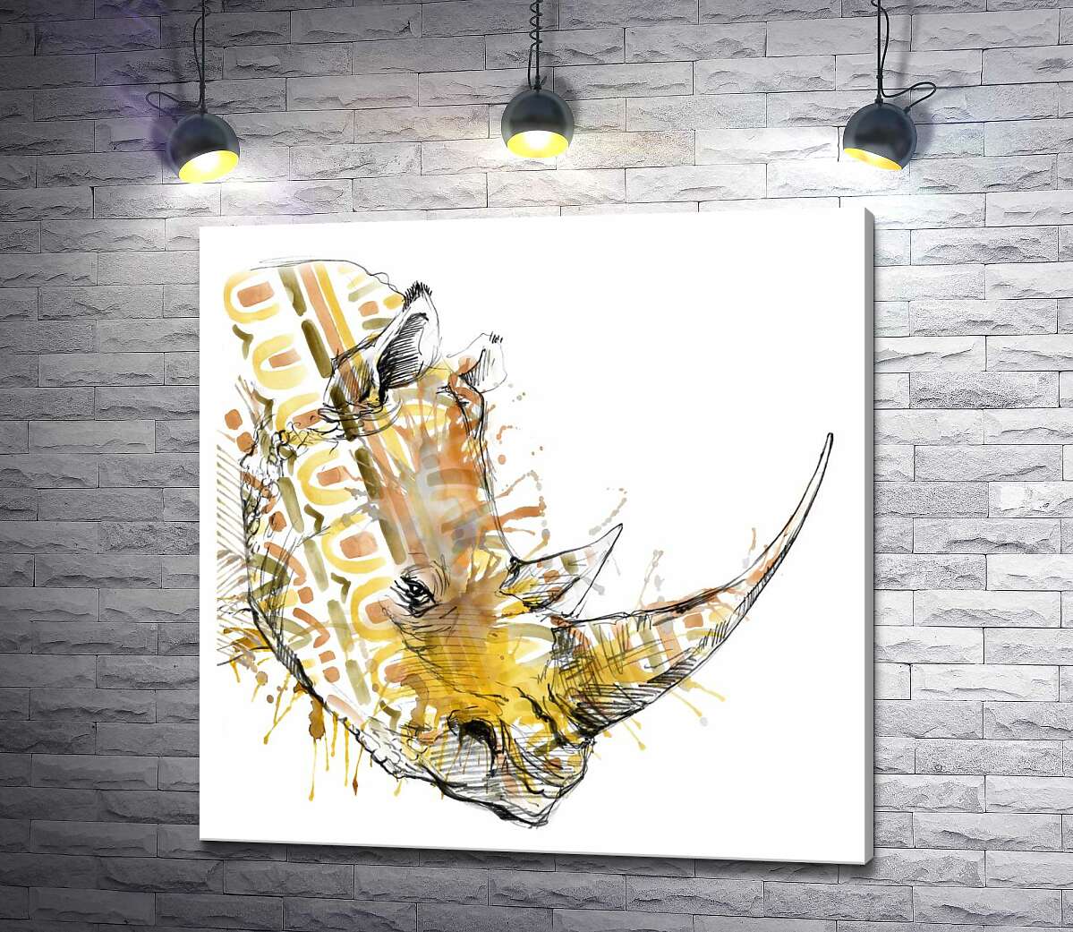 картина Пастельний орнамент профілю носорога