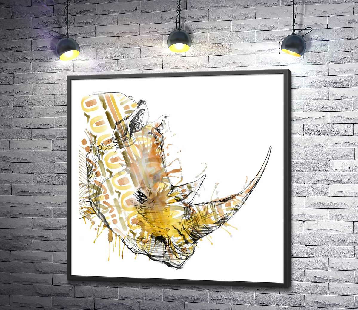 постер Пастельный орнамент профиля носорога