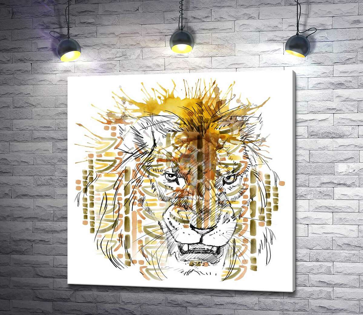 картина Хижий лев у візерунках орнаменту