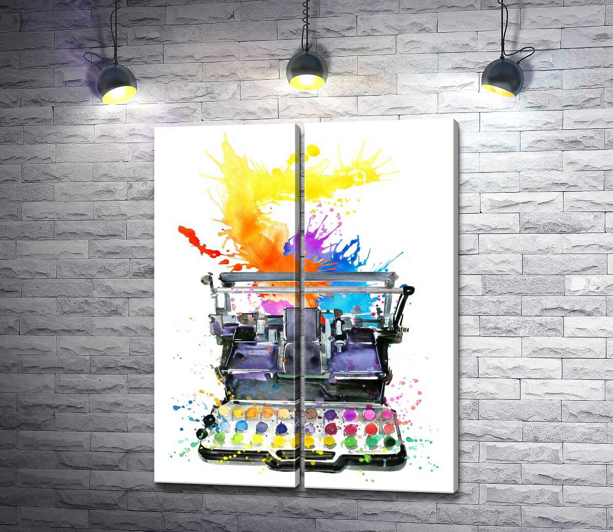 модульная картина Взрыв красок из пишущей машинки