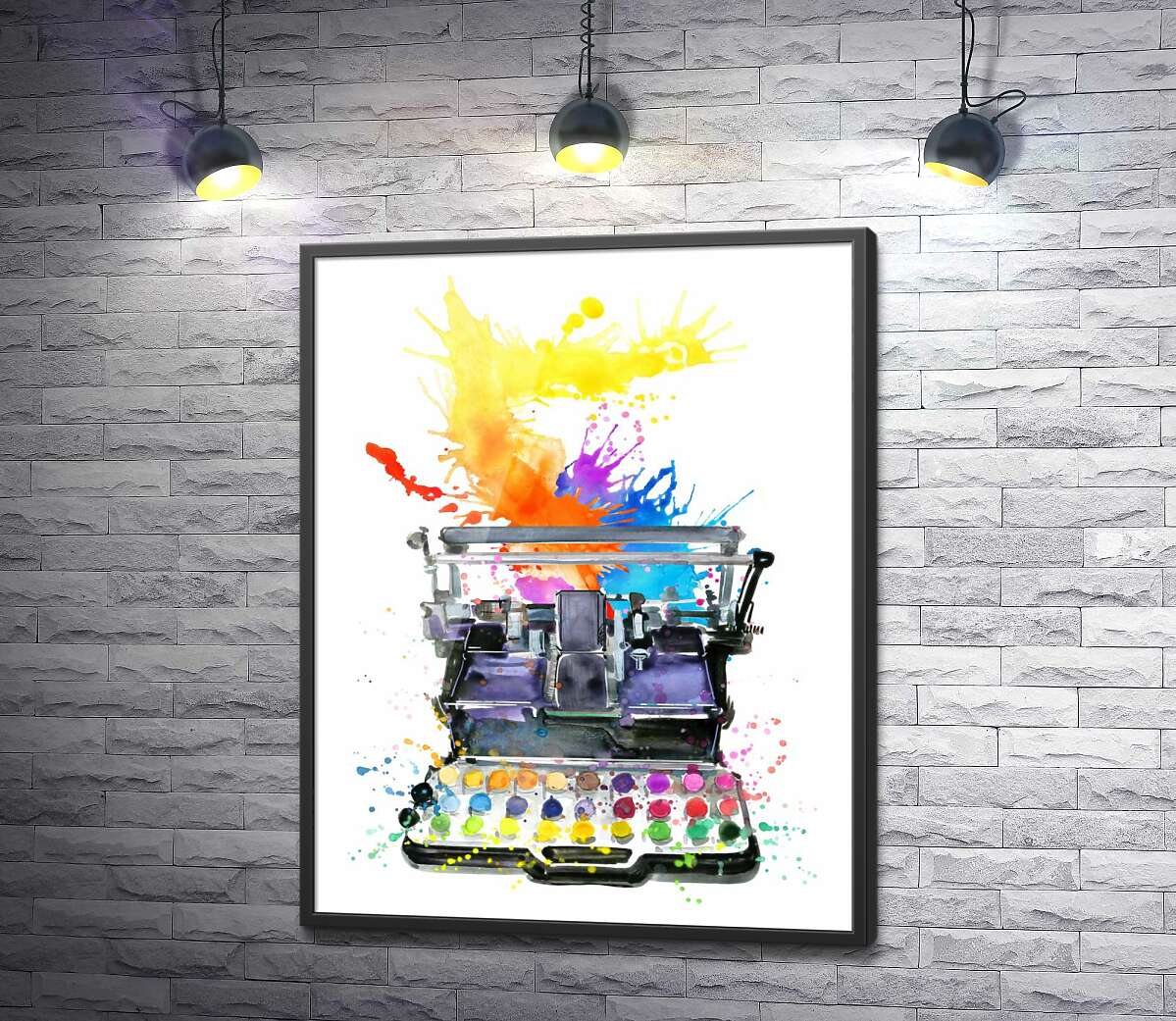 постер Взрыв красок из пишущей машинки