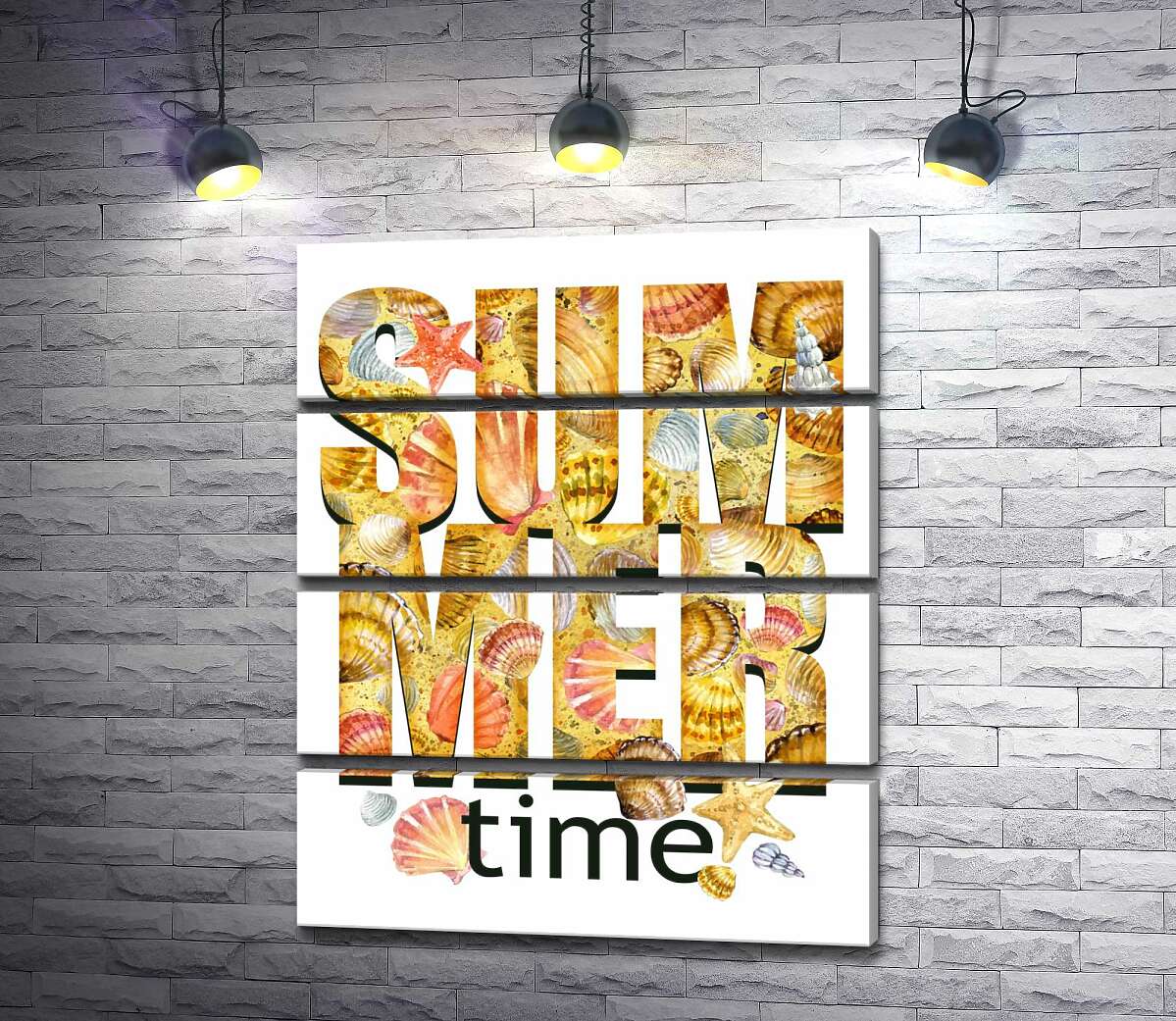 модульна картина Напис "summertime" всипаний морськими мушлями (Модуль №22)