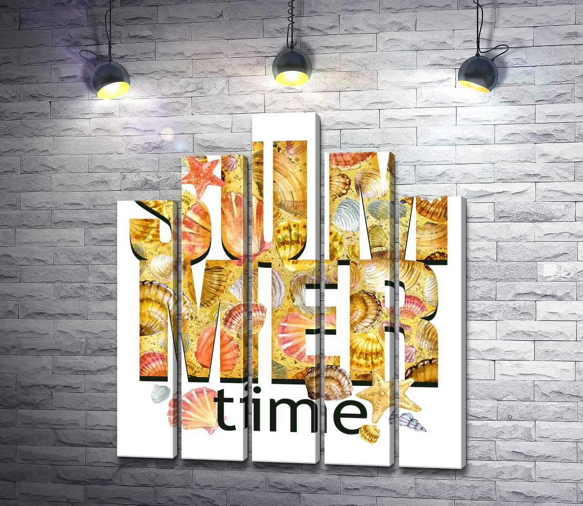 модульна картина Напис "summertime" всипаний морськими мушлями (Модуль №29)