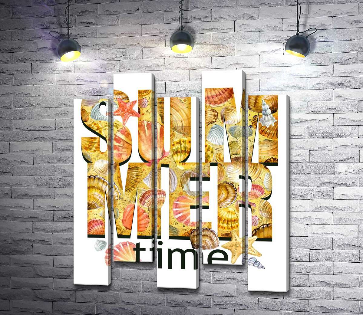 модульна картина Напис "summertime" всипаний морськими мушлями (Модуль №30)