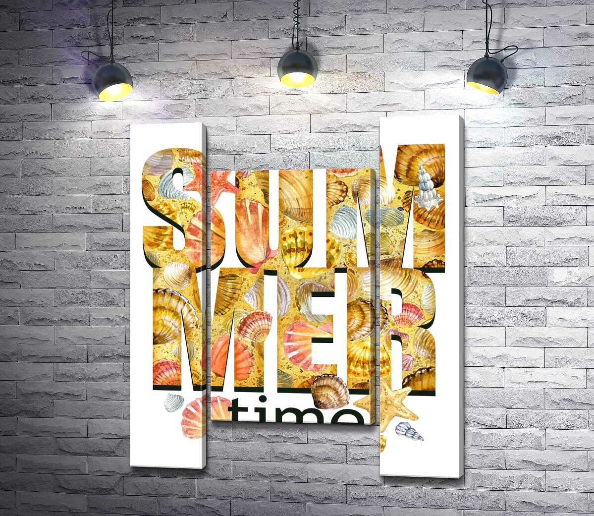 модульна картина Напис "summertime" всипаний морськими мушлями (Модуль №11)