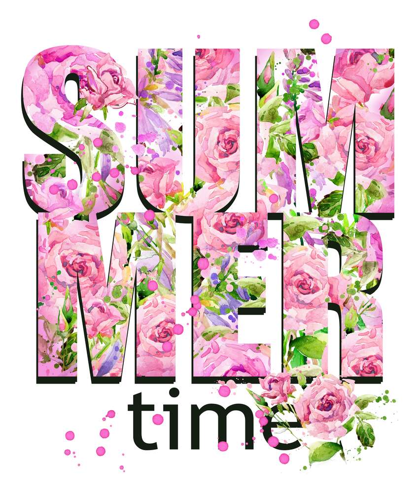 картина-постер Розовый узор надписи "summertime"