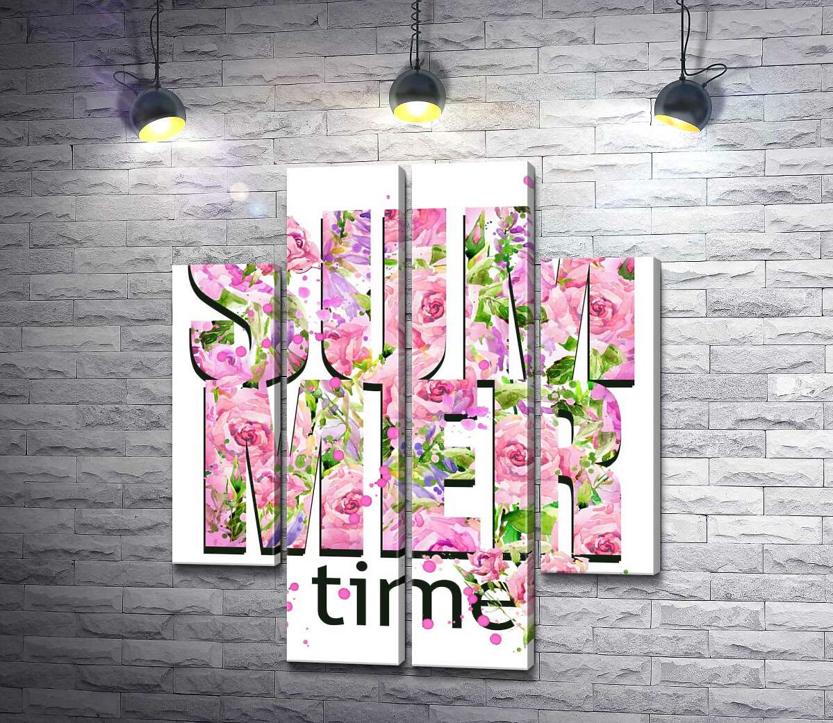 модульная картина Розовый узор надписи "summertime" (Модуль №20)