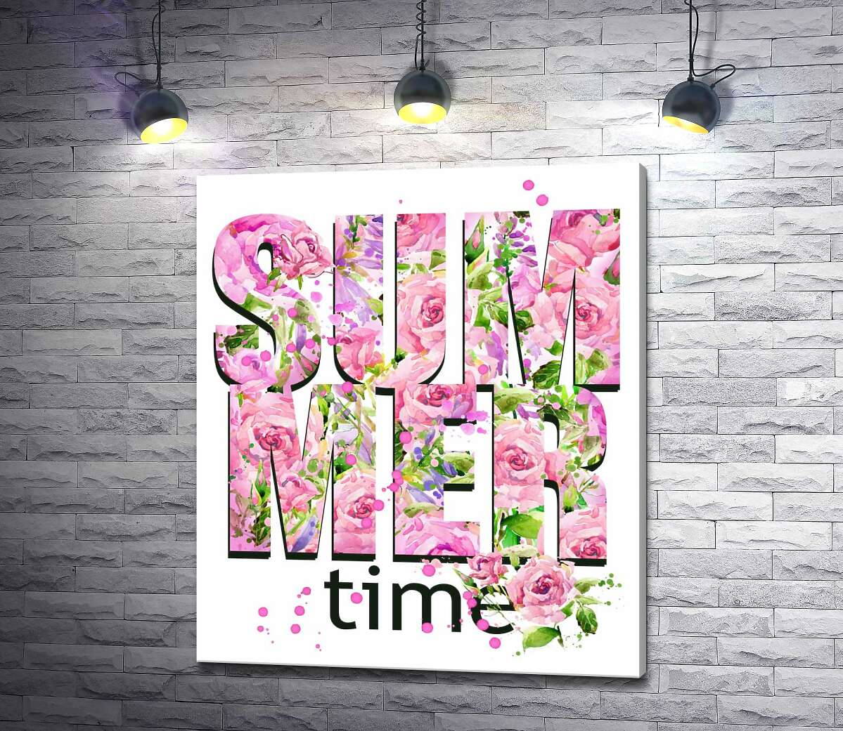 картина Розовый узор надписи "summertime"