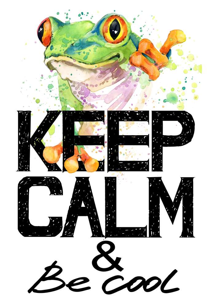картина-постер Древесная лягушка за надписью "keep calm and be cool"