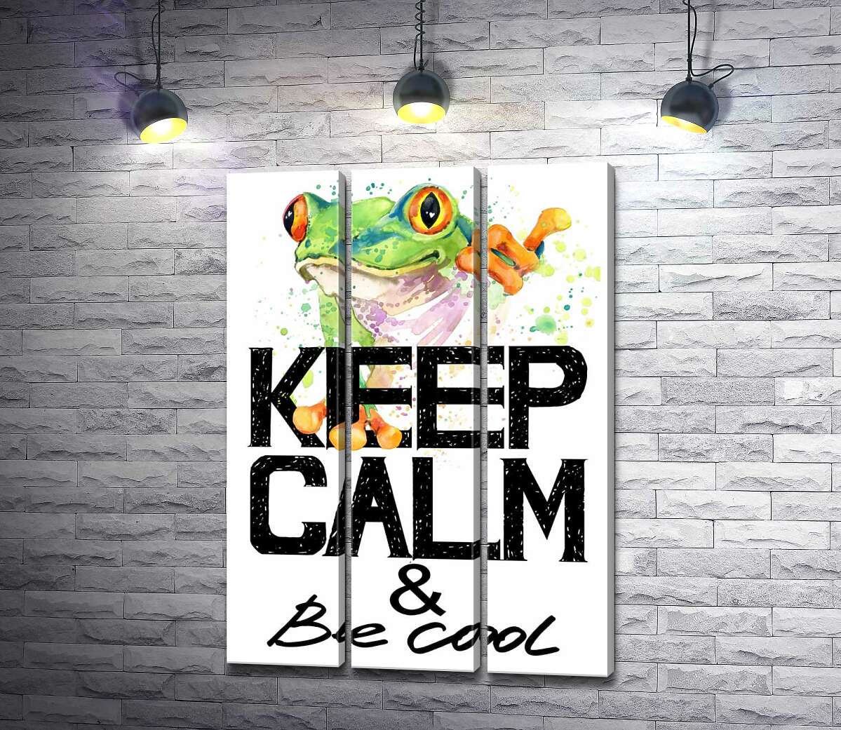 модульна картина Деревна жаба за написом "keep calm and be cool"