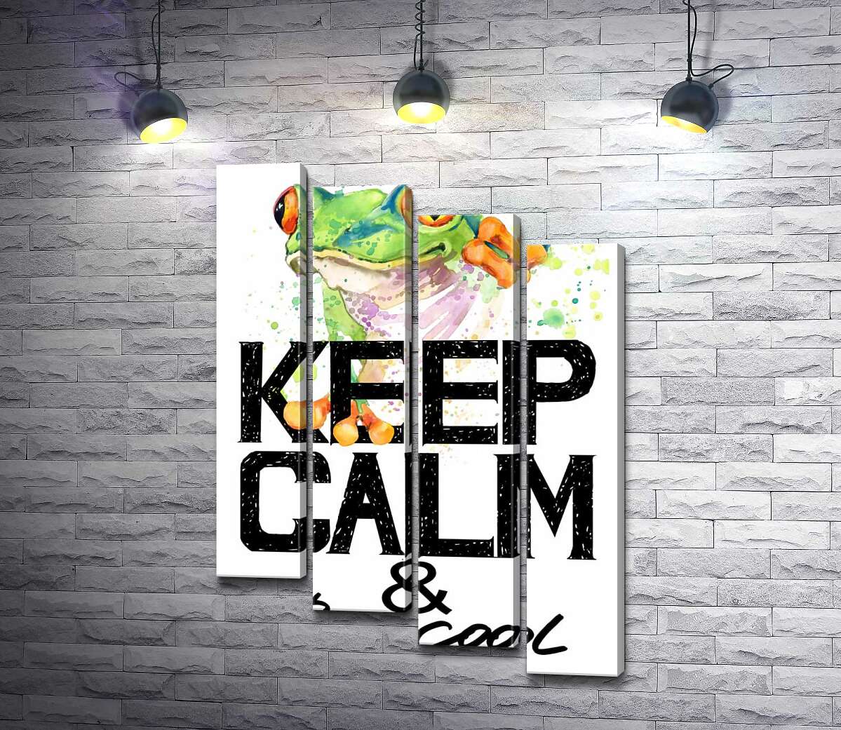 модульна картина Деревна жаба за написом "keep calm and be cool" (Модуль №19)