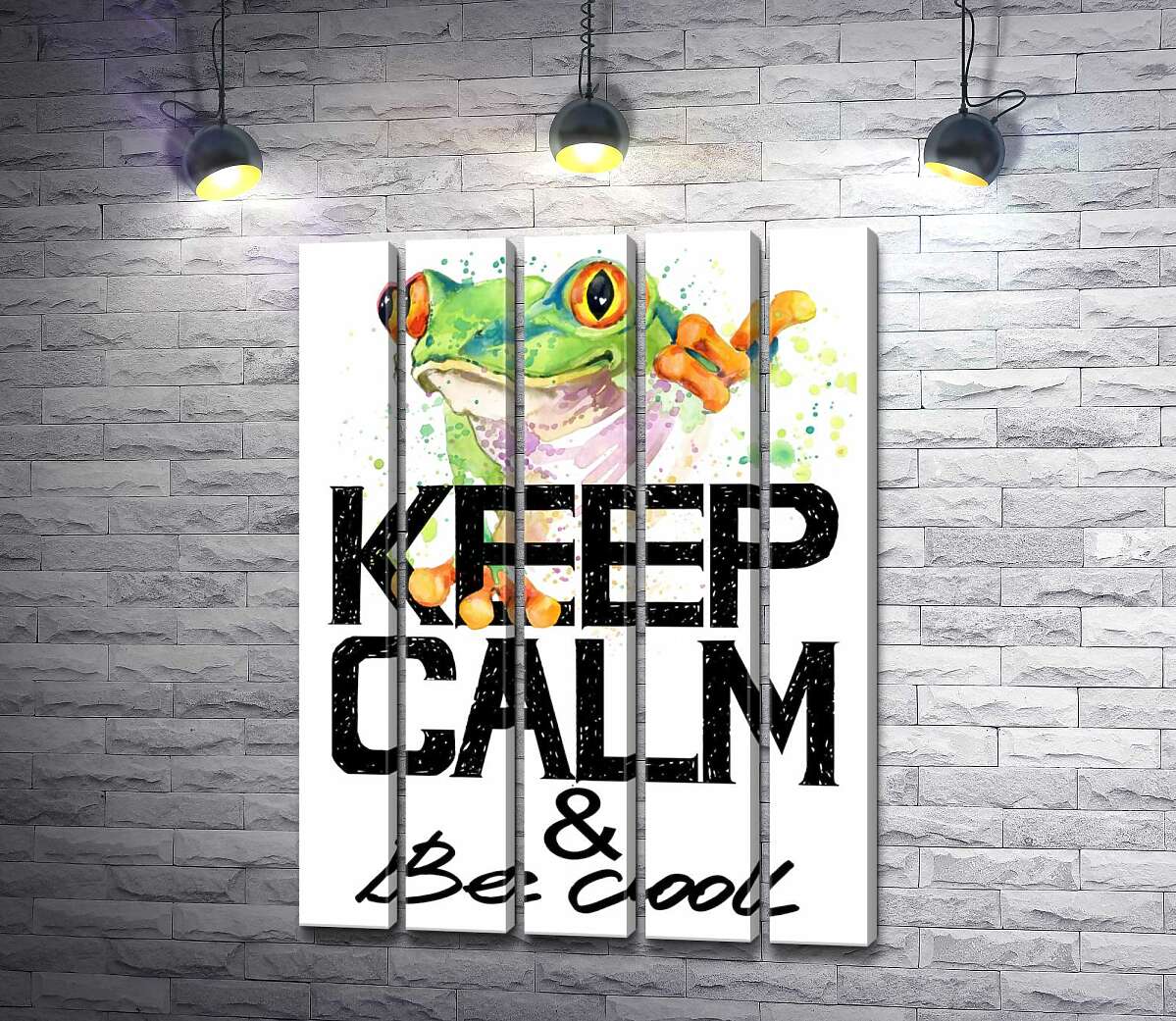 модульна картина Деревна жаба за написом "keep calm and be cool" (Модуль №26)