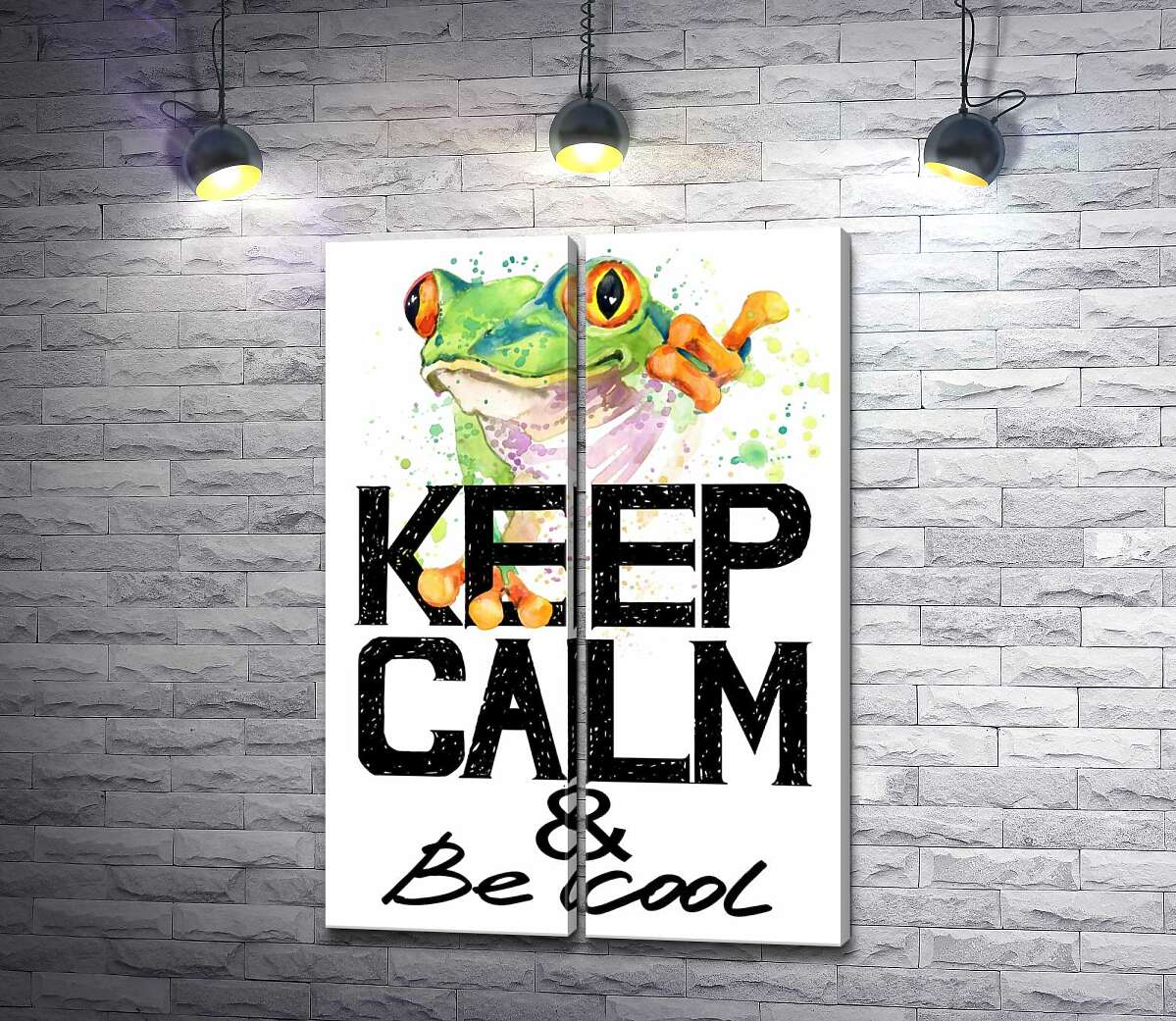 модульна картина Деревна жаба за написом "keep calm and be cool"
