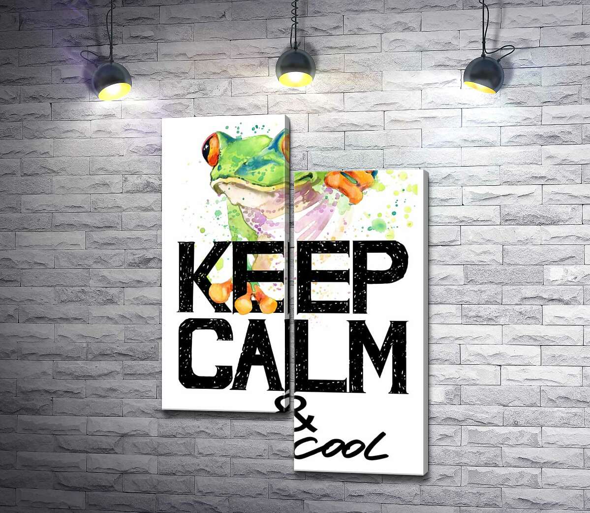модульна картина Деревна жаба за написом "keep calm and be cool" (Модуль №9)