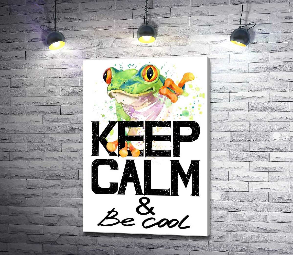 картина Деревна жаба за написом "keep calm and be cool"