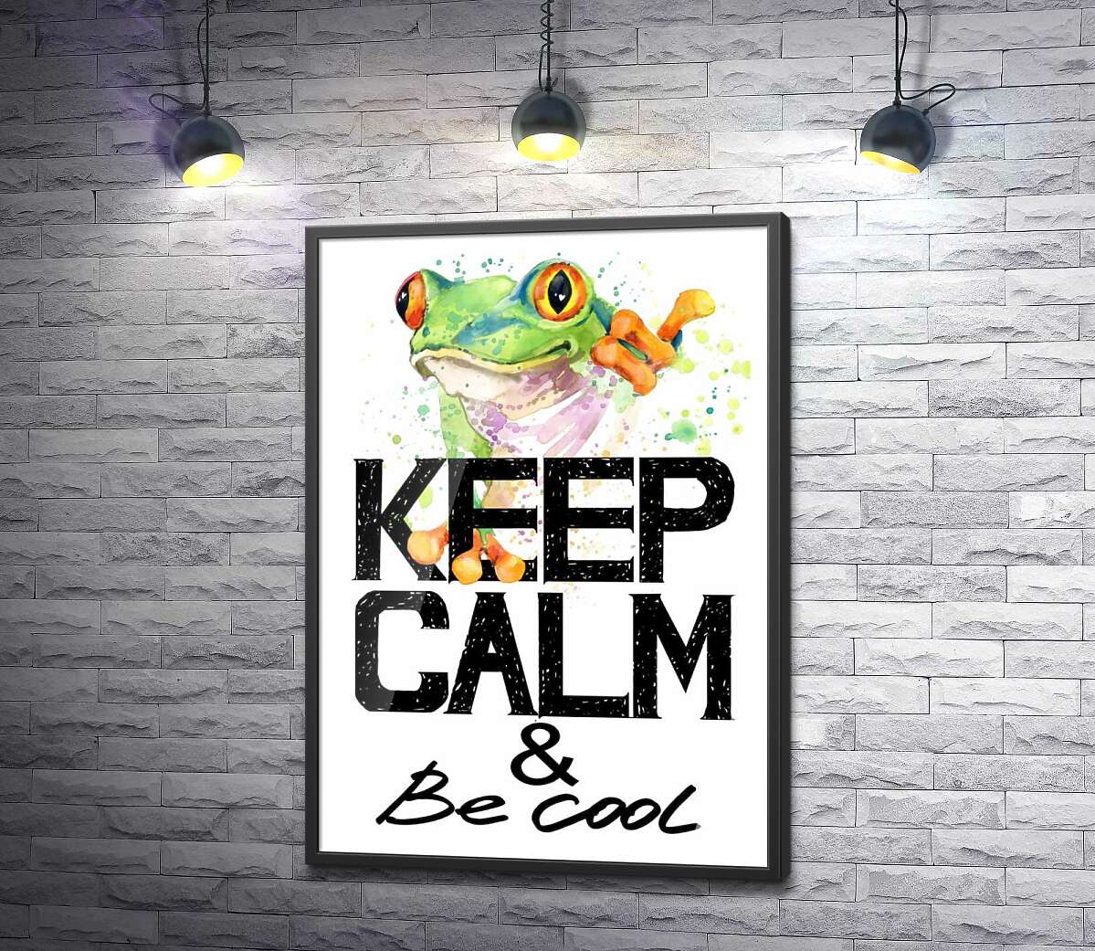 постер Древесная лягушка за надписью "keep calm and be cool"