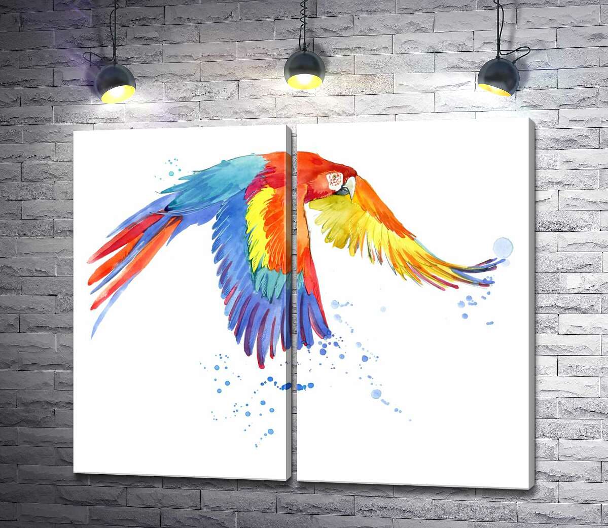 модульна картина Папуга ара розкрив крила в польоті