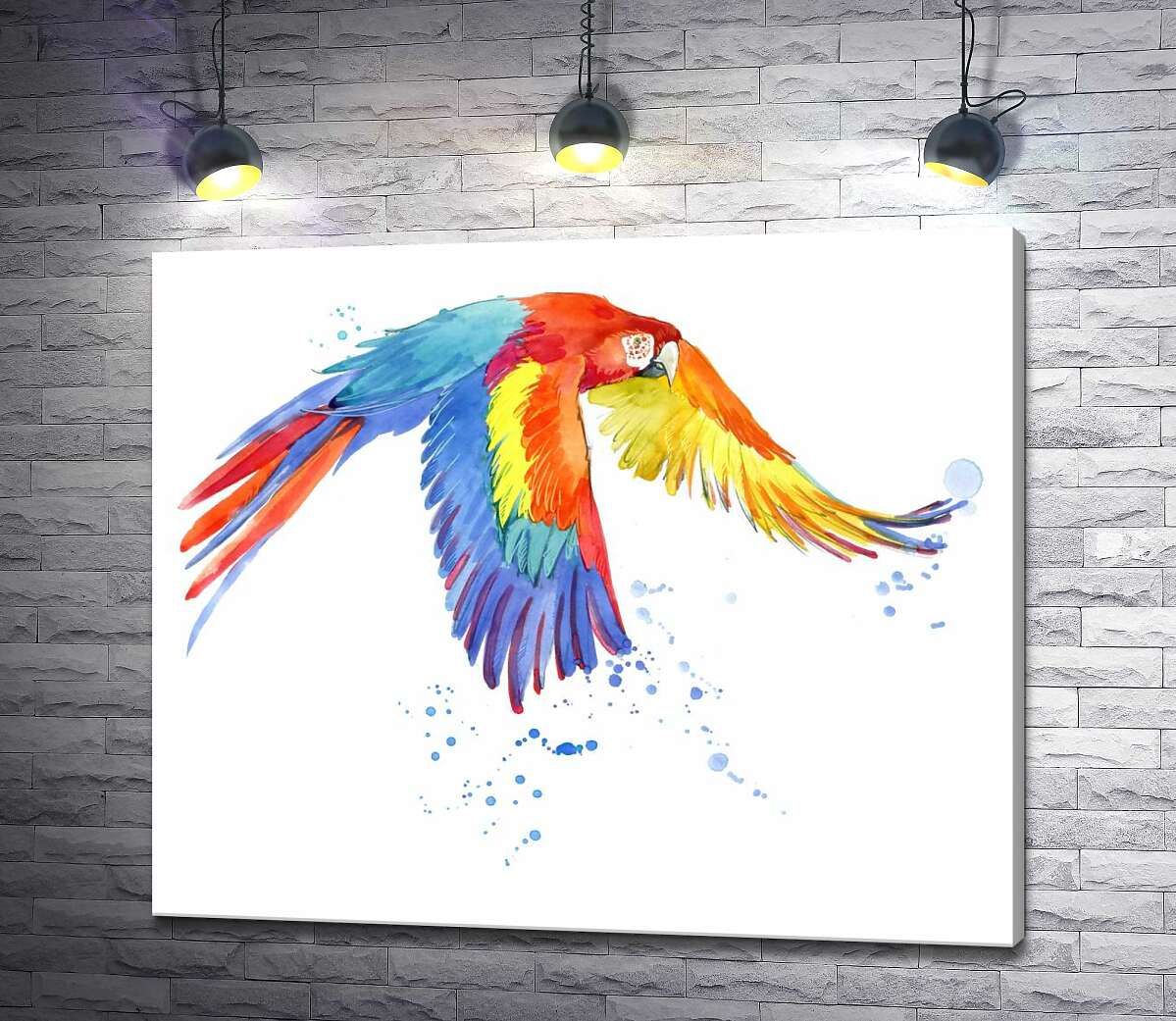 картина Папуга ара розкрив крила в польоті