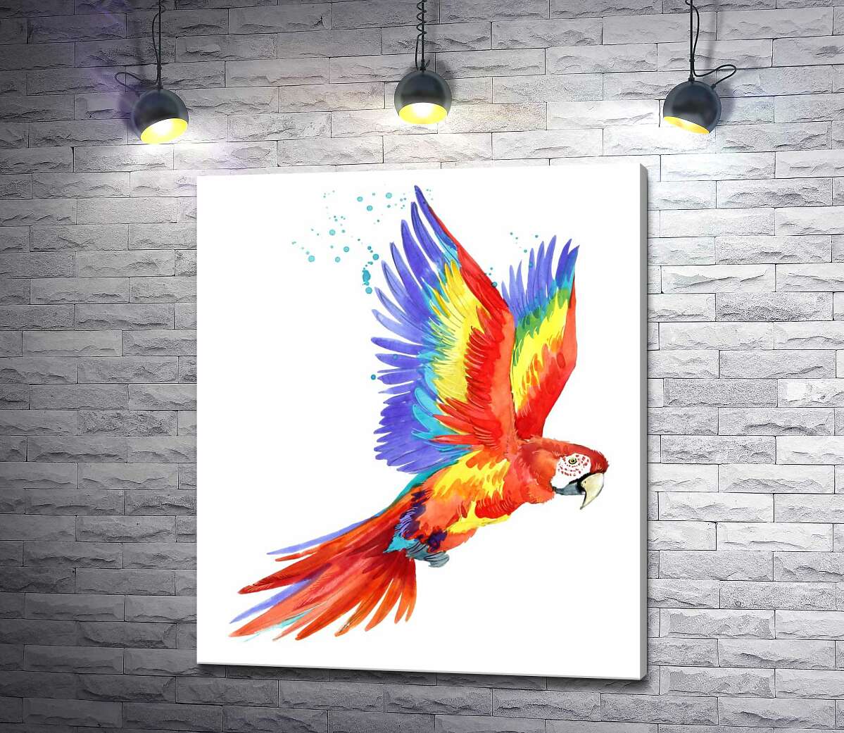картина Червоний папуга ара підняв крила в польоті