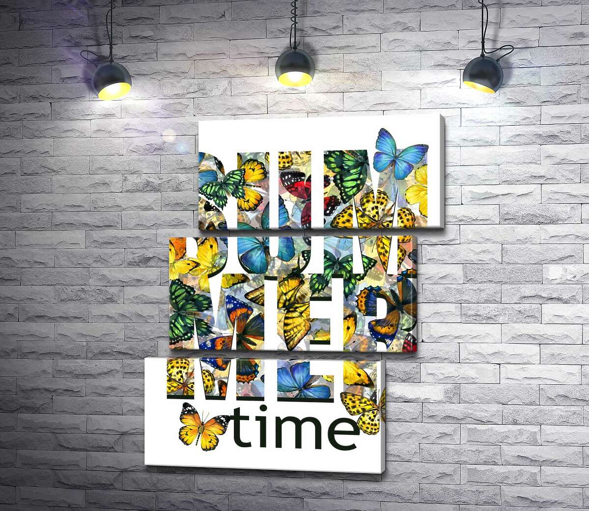 модульна картина Візерунок з метеликів на написі "summertime" (Модуль №17)
