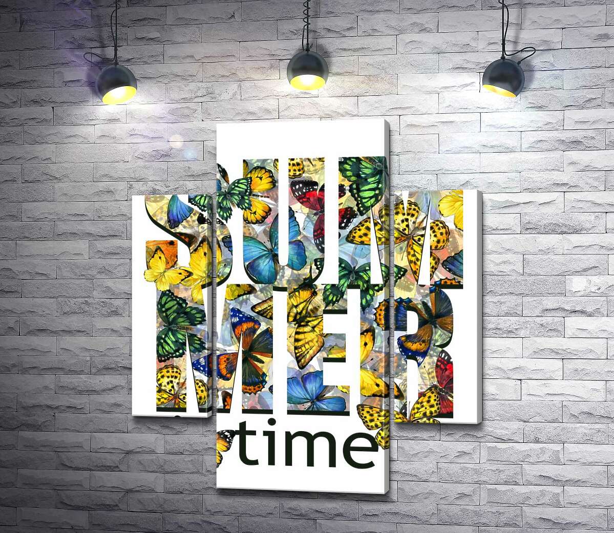 модульная картина Узор из бабочек на надписи "summertime" (Модуль №5)