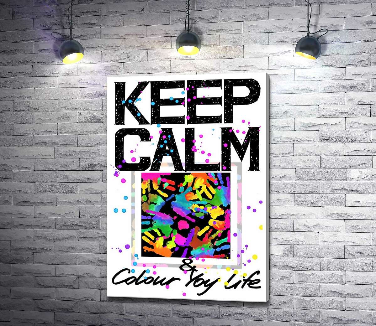 картина Картина с ладоней среди надписи "keep calm and colour your life"