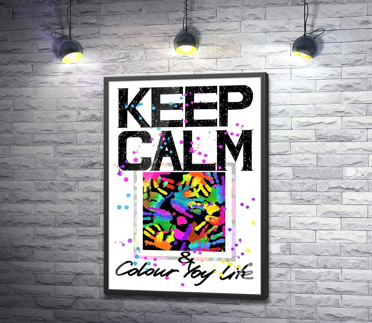 постер Картина с ладоней среди надписи "keep calm and colour your life"