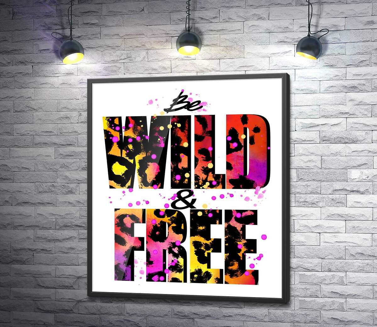 постер Леопардовий принт напису "wild and free"