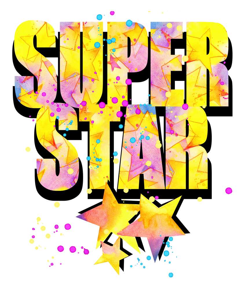 картина-постер Яркая надпись "super star"