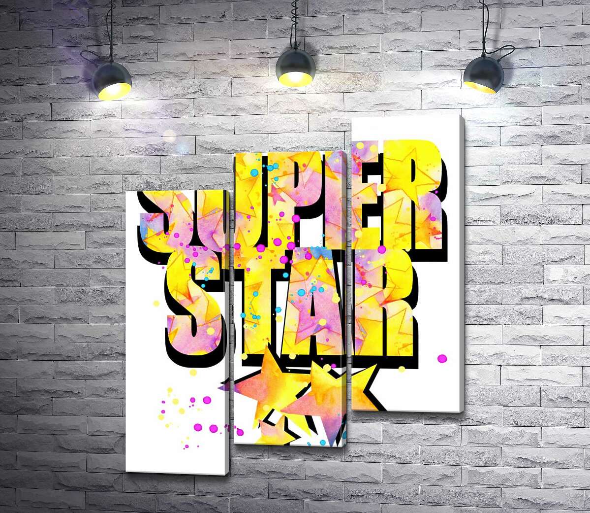 модульна картина Яскравий напис "super star" (Модуль №14)
