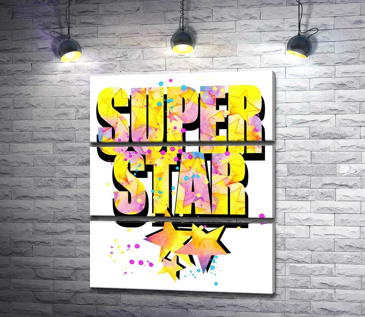 модульна картина Яскравий напис "super star" (Модуль №15)