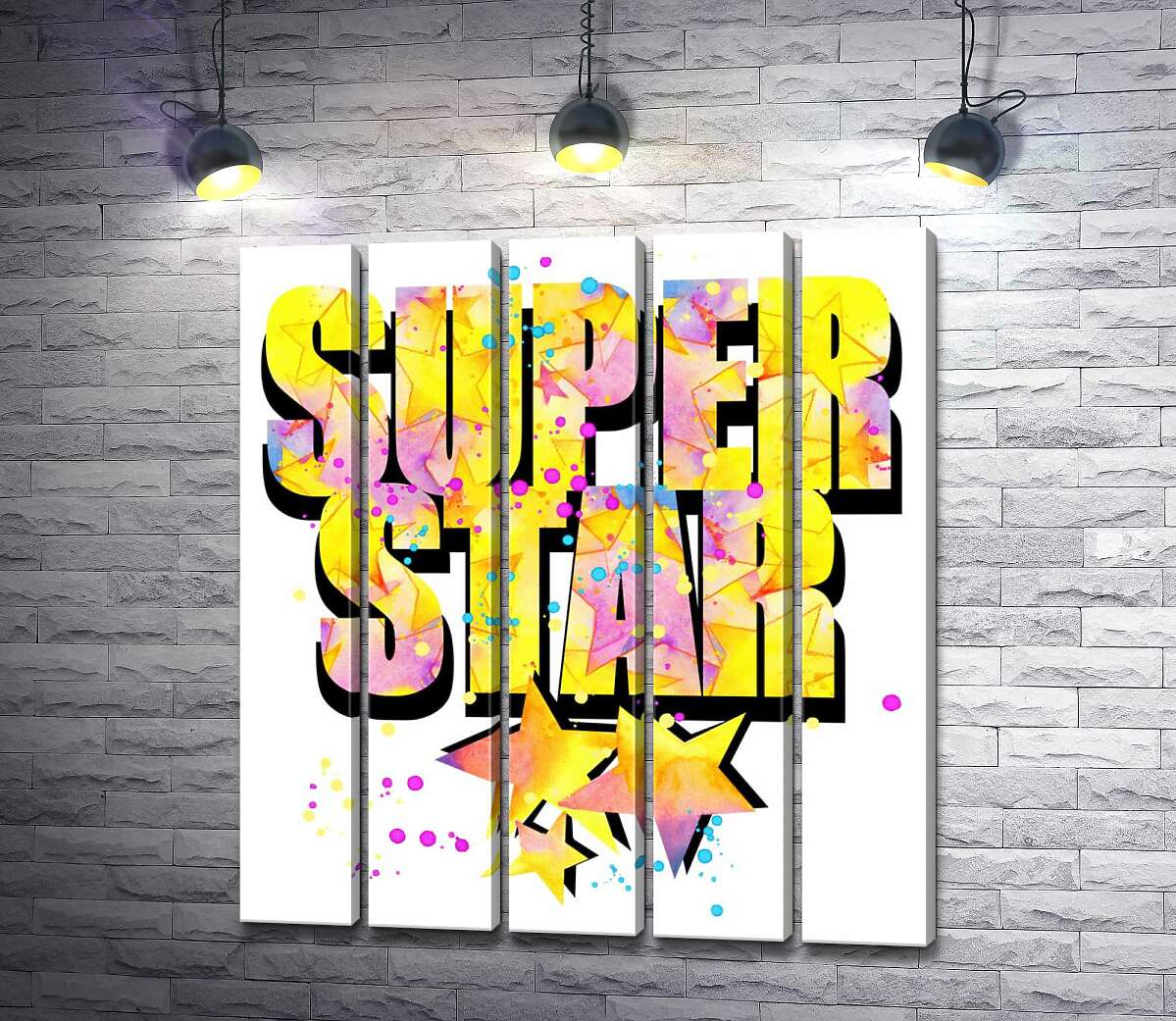 модульна картина Яскравий напис "super star" (Модуль №26)