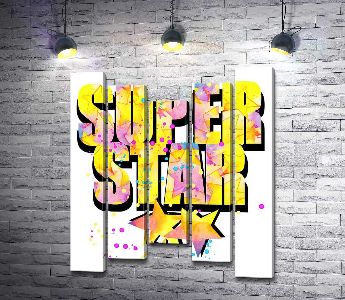 модульна картина Яскравий напис "super star" (Модуль №27)