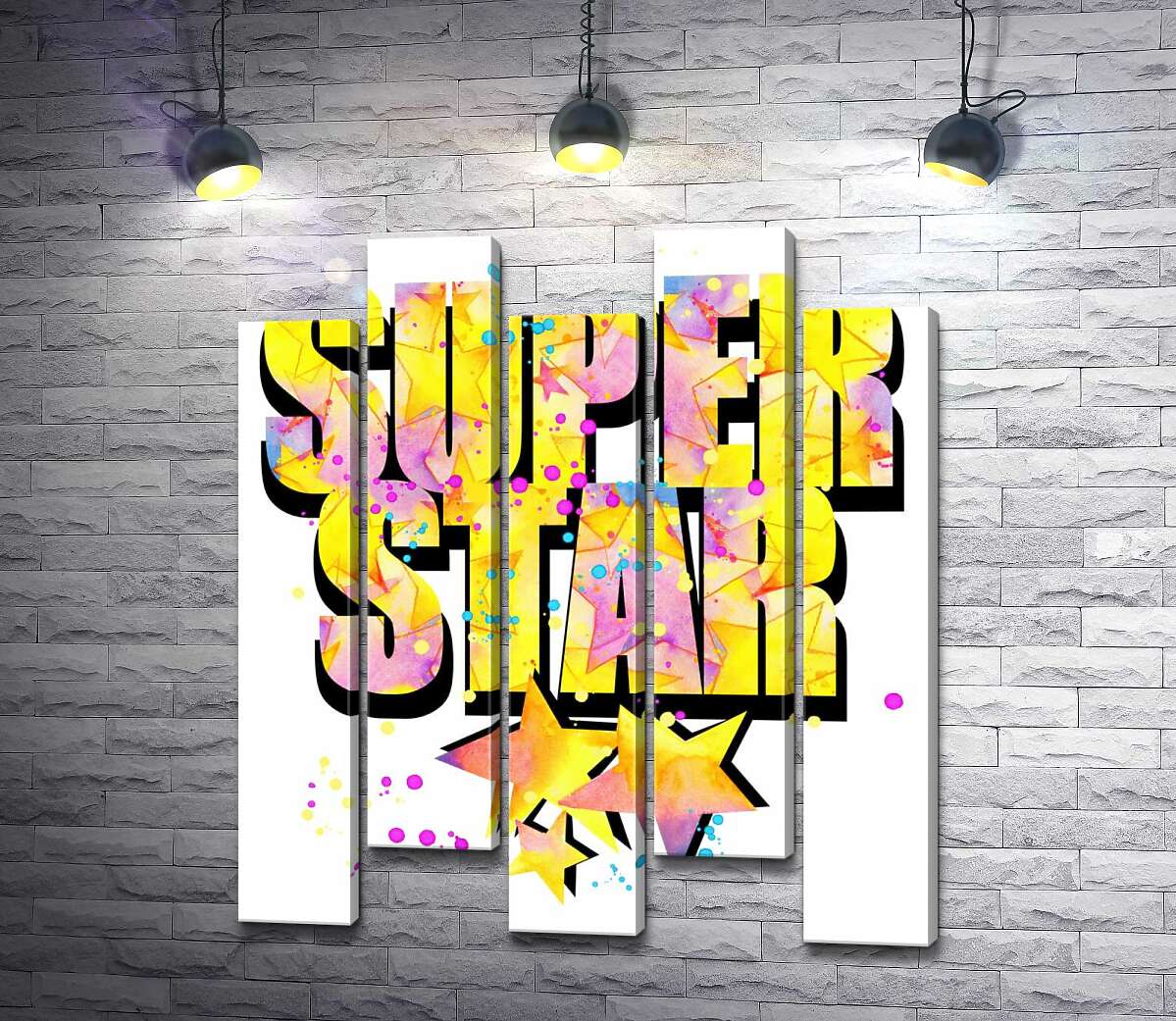 модульна картина Яскравий напис "super star" (Модуль №30)