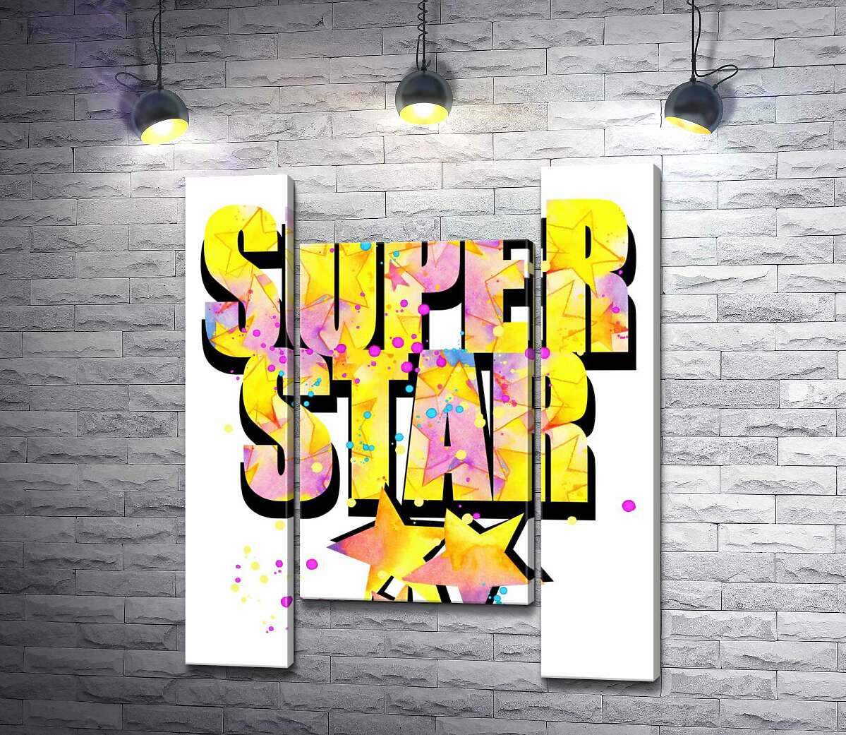 модульна картина Яскравий напис "super star" (Модуль №11)