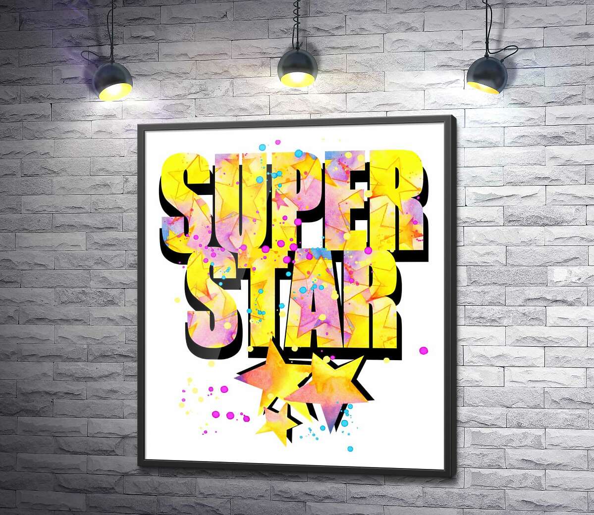 постер Яскравий напис "super star"