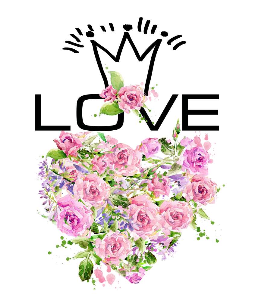 картина-постер Розовое сердце – признание в любви
