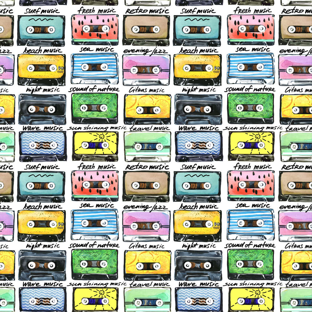 картина-постер Різноманіття музики на касетах
